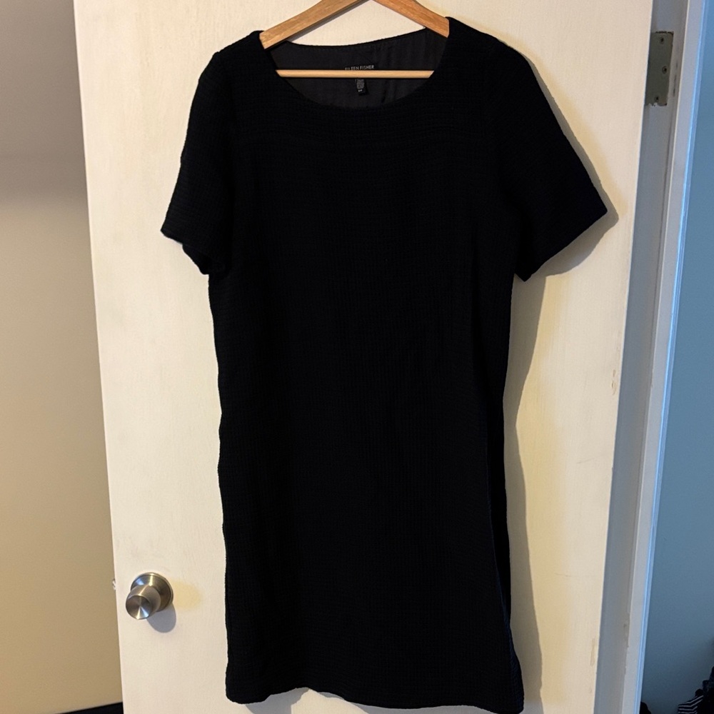 Eileen Fisher Textured Black Dress - S